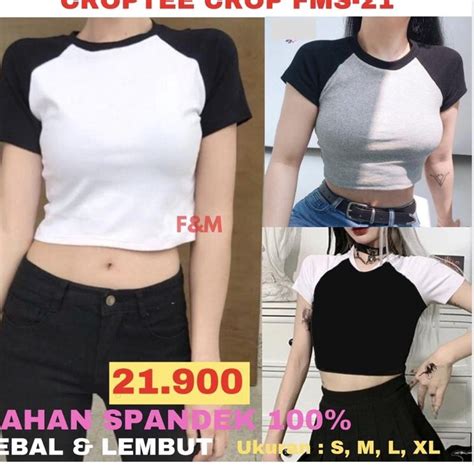 Quality CROPTEE CROPFMS-26 2 Colors SPANDEK Korean Clothes F&M | Shopee Singapore