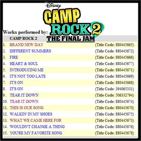 Camping: Camp Rock 2 Songs