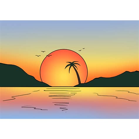 the sun is setting over the water and palm trees are silhouetted in the background