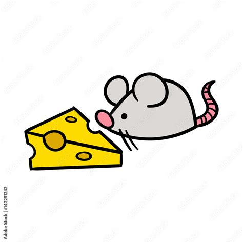 Cartoon Mouse and Cheese Vector Illustration Stock Vector | Adobe Stock