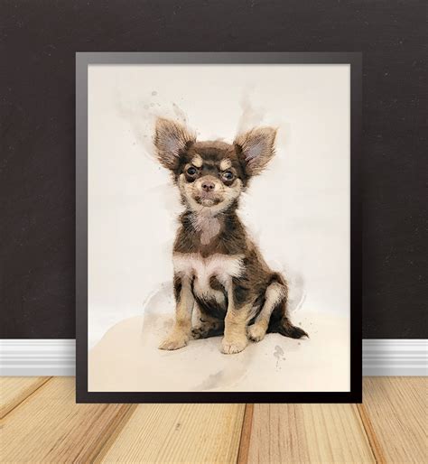 Long Coat Chihuahua Digital Download Print. Watercolor - Etsy