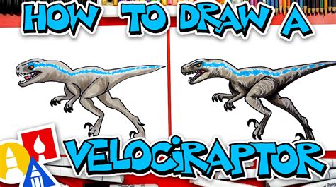 How To Draw A Velociraptor Dinosaur (Blue) - Art For Kids Hub