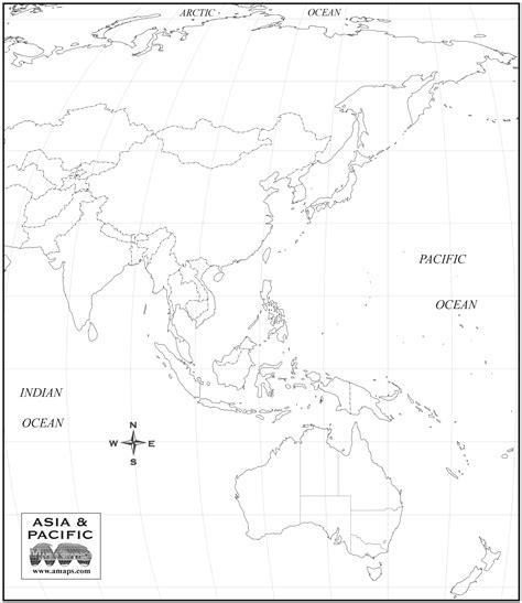 Blank Outline Map Asia Pacific Region