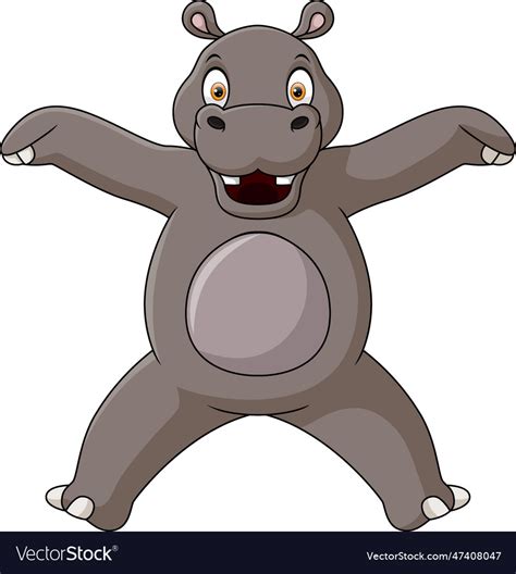 Happy hippo cartoon dancing pose Royalty Free Vector Image