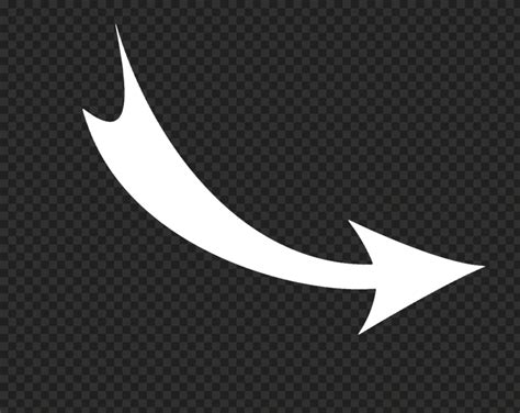 Download Curved Down Right White Arrow PNG | Citypng