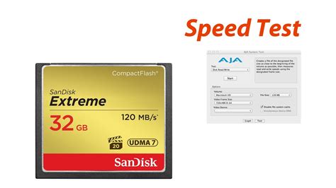 SanDisk Extreme 32GB CompactFlash Memory Card UDMA 7 120MB/s 800x - AJA Speed Test - YouTube