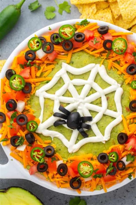 Easy Layered Halloween Taco Dip - Little Sunny Kitchen