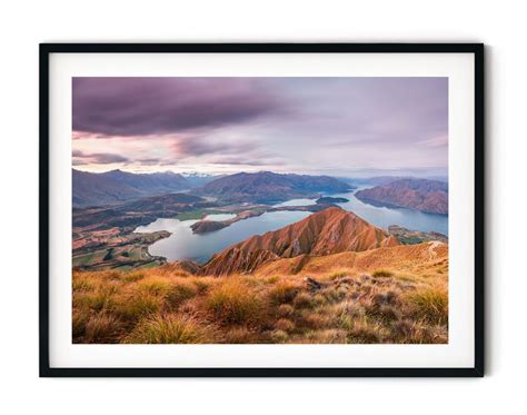 New Zealand Landscape Print Wanaka Lake Sunset Wall Art Scenic Nature ...