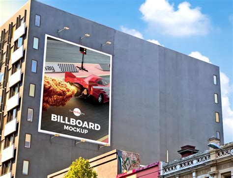 Outdoor Building Wall Advertisement Billboard Side View Mockup Free Download | Resource Boy