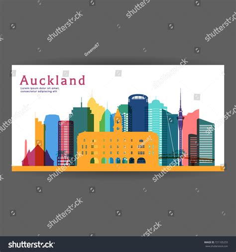 Auckland Colorful Architecture Vector Illustration Skyline Stock Vector ...