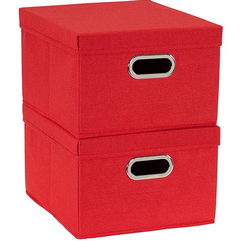 HOUSEHOLD ESSENTIALS Collapsible Linen Storage Boxes, 2pk, Carnation ...