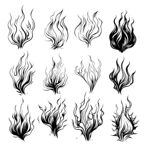 Premium Vector | Fire flame sketch set illustration