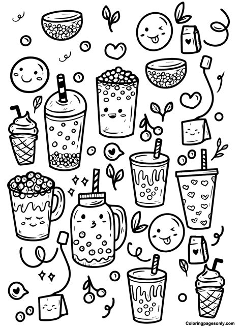 33 Boba Tea Coloring Pages - ColoringPagesOnly.com