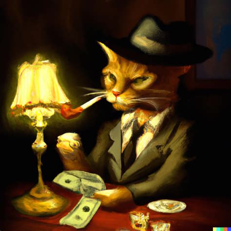 cat smoking a pipe while holding cash : r/dalle2