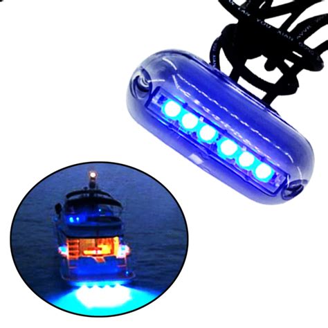 JEAZEA 1PCS Blue 12V 6 LED Underwater Fishing Light Lamp Boat Light ...