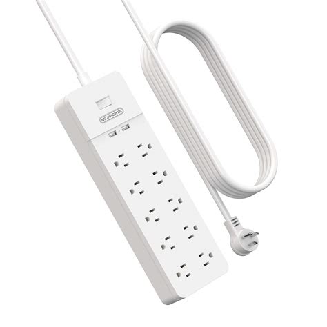 Buy Power Strip with Long Cord, NTONPOWER 15Ft Extension Cord Flat Plug Surge Protector with10 ...