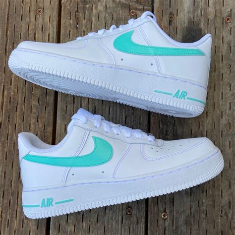 Simple Teal Swoosh Custom Nike Air Force 1 – Lilaccustom