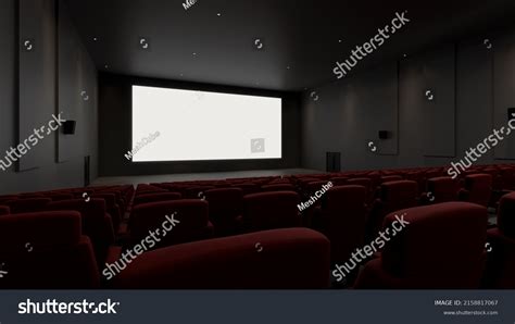 Empty Movie Theater White Screen Mockup Stock Illustration 2158817067 ...