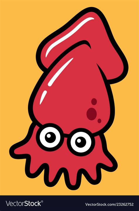 Cartoon cute squid in yellow background Royalty Free Vector