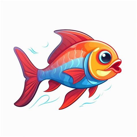 Fish 2d vector illustration cartoon in white background hi 30687479 ...