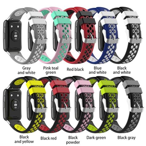 Watch Band For Huawei Watch Fit Bracelet Accessories Double Color Silicone Wristband For Huawei ...