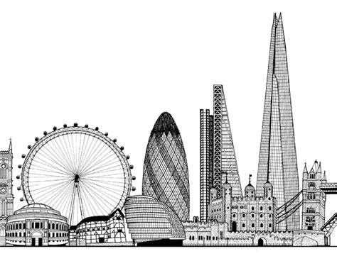 London Skyline Drawing A2 London Landmarks Drawing London | Etsy