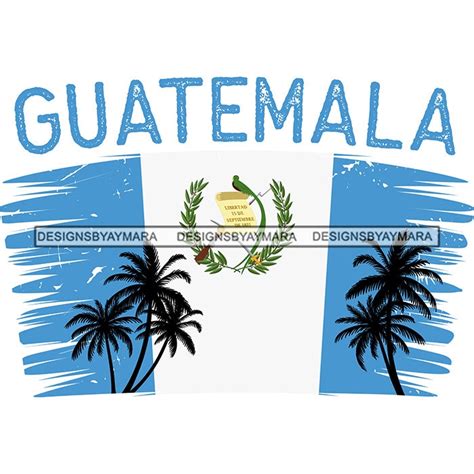 Guatemala Flag Colors Palm Trees Country Blue White Travel - Etsy