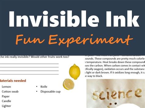 Lab Activity: Invisible Ink using Lemon Juice (Fun Back to School Experiment) | Teaching Resources