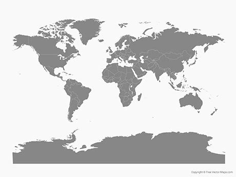 Printable Vector Map of the World with Countries - Single Color | Free Vector Maps