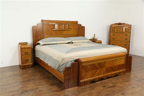 Art Deco Waterfall 1930's Vintage Bedroom Set, King Size Bed #32673 ...