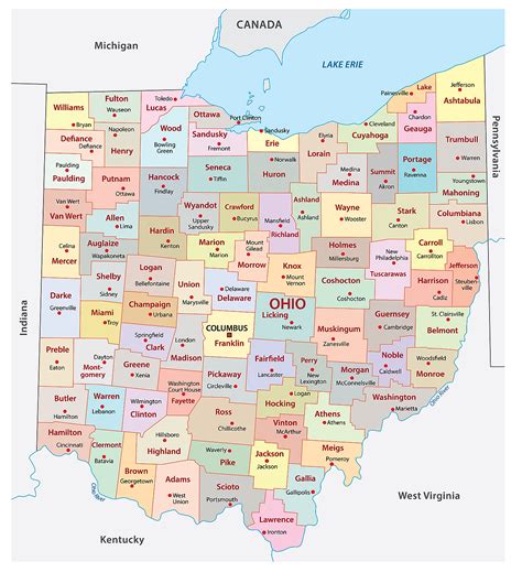 Ohio Map With Counties Cities - Viole Jesselyn