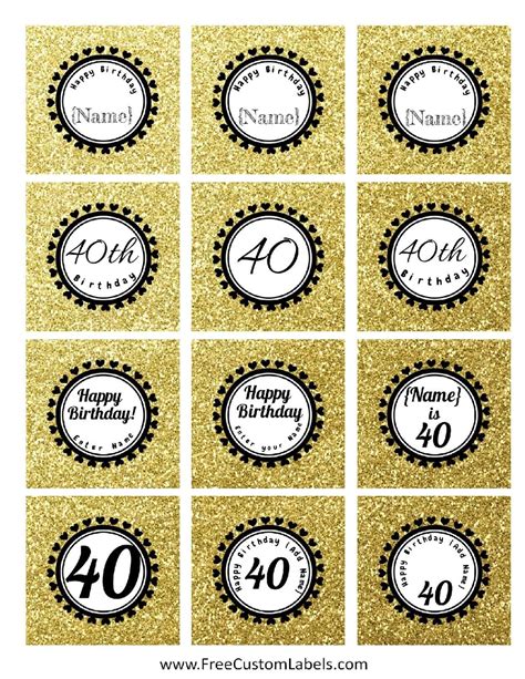 40th Birthday Cupcake Toppers - Free & Customizable