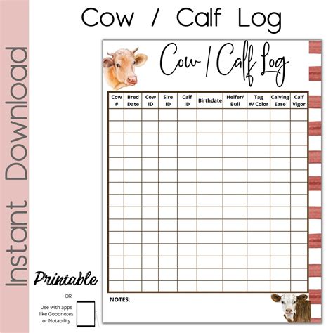 Cow Calf Calendar - Row Leonie