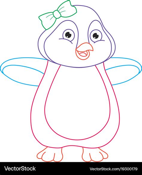 Cartoon penguin coloring page Royalty Free Vector Image