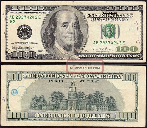 U. S. A $100 Dollars Series 1996, Watermark Upside - Down Error, Kl 4133, Fine