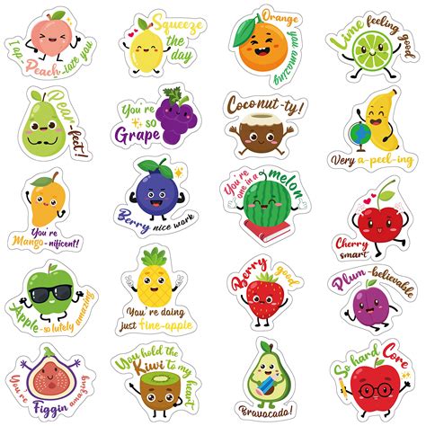 Buy WATINC 500pcs Rewards Label Stickers for Children Fruit Motivational Stickers Cute Punny ...