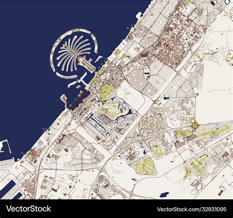 Map city dubai united arab emirates uae Royalty Free Vector