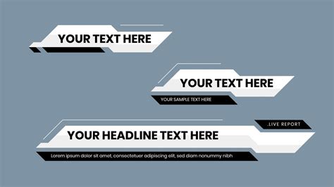 white and black lower third banner bar screen broadcast. Vector illustration news overlay video ...