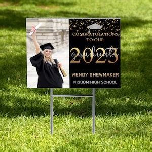 2023 Graduation Photo Yard Sign / Personalized Congrats Grad High School College Lawn Sign Sign ...