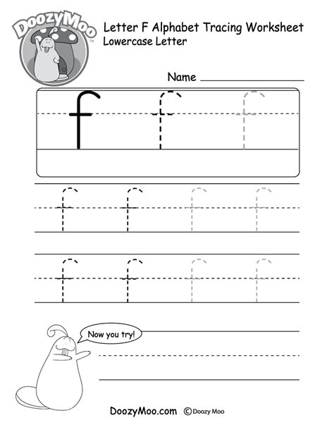 Uppercase Letter F Tracing Worksheet - Doozy Moo