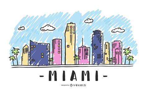 Descarga Vector De Diseño De Skyline De Miami USA