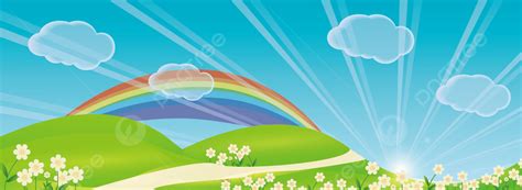 Cartoon Spring Rainbow Background, Cartoon Background, Sunlight, Rainbow Background Image And ...