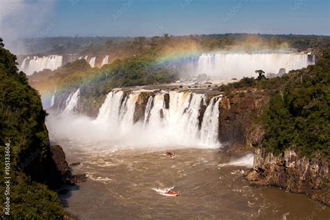 Rainbow in Iguazu falls national park Stock Photo | Adobe Stock