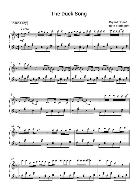 Bryant Oden - The Duck Song sheet music for piano [PDF] | Piano.Easy | Sheet music, Song sheet ...