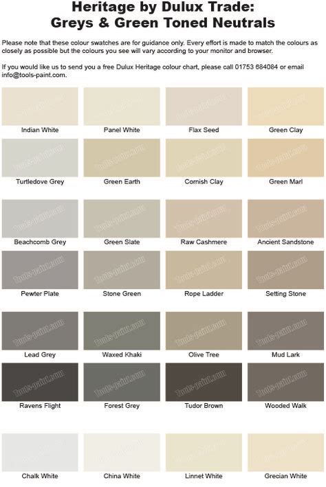 Grey and green shades from the Dulux Heritage colour chart Dulux Grey ...