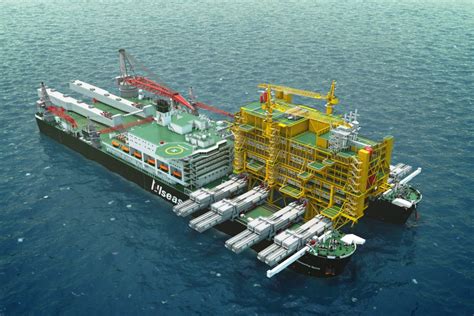 Pioneering Spirit installing topsides on a jacket - Allseas