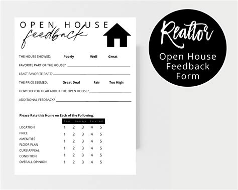 Real Estate Open House Feedback Form - Real Estate Templates Co