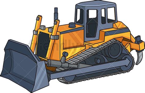 Realistic Bulldozer Cartoon Vector Clipart - FriendlyStock