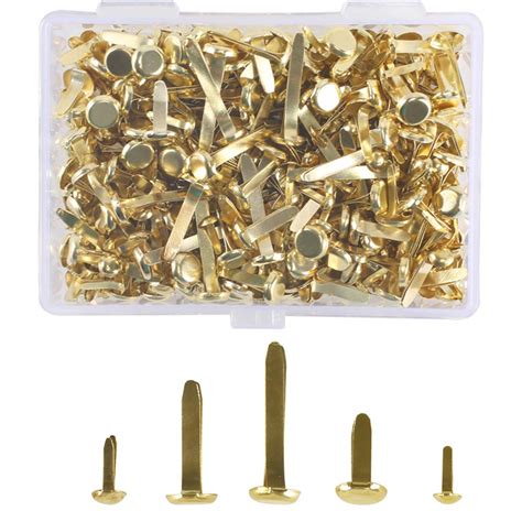 Buy HUASIN 500 Pcs Brass Paper Fasteners Assorted Sizes Round Brass Plated Fasteners Mini Brads ...