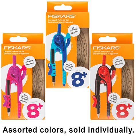 Compass and Protractor Set, Assorted Colors | Fiskars